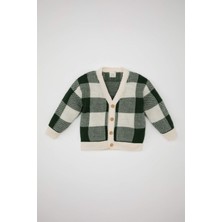 DeFacto Erkek Bebek Kareli V Yaka Düğmeli Triko Hırka A3836A524AU