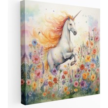 Painted Anarchy Tek Boynuzlu At Kanvas Tablo - Tuhaf Suluboya Tablo - Tek Boynuzlu At, Duvar Dekorasyonu, Kanvas Tablo, Suluboya, 30X30