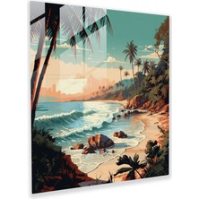 Painted Anarchy Cam Baskılar: Ev Dekorasyonu Için Retro Tropikal Cennet Cam Duvar Sanatı, 30X30