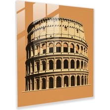 Painted Anarchy Elegant Essence Cam Baskı - Roman Colosseum Minimalist Hat Sanatı Cam Duvar Sanatı, 30X30