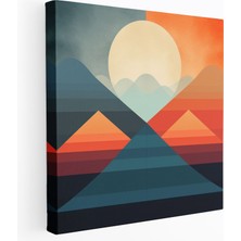 Painted Anarchy Minimalist Gün Batımı Manzarası Kanvas Tablo - Geometrik Duvar Sanatı - Gün Batımı, Kanvas, Geometrik Soyutlama, Minimalist, 30X30
