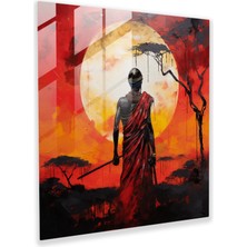 Painted Anarchy Masai Savaşçısının Mirası Cam Duvar Dekorasyonu, 30X30