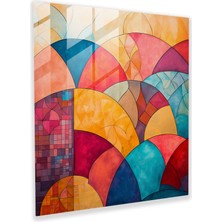 Painted Anarchy Soyut Geometrik Füzyon Cam Baskı - Ev Dekorasyonu Için Karışık Teknik Cam Duvar Sanatı, 30X30