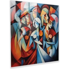 Painted Anarchy Dinamik Cam Baskı: Çoklu Yunan Tanrıları ve Tanrıçalarının Soyut Formda Kübist Tablosu - Cam Duvar Sanatı, Ev Dekorasyonu, Duvar Dekoru, Cam Sanatı, Modern Sanat Eseri, 30X30