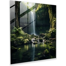 Painted Anarchy Dünyanın En Güzel Manzaraları, Çağdaş Şelale Cam Baskı, Duvar Dekorasyonu, 30X30