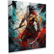 Painted Anarchy Işıldayan Savaşçı Cam Baskı - Gücün ve Gücün Efsanevi Savaşı - Sanatsal Duvar Dekoru, 30X30
