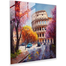 Painted Anarchy Canlı Yağlıboya Cam Baskı - Kolezyum'un Çiçek Açmış Sokak Görünümü - Cam Duvar Sanatı Ev Dekorasyonu - Duvar Dekorasyonu Cam Sanatı, 30X30