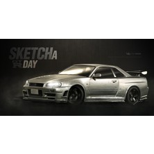 Nissan GT-R34 Araba Tasarım Poster 30X42 cm Çerçevesiz