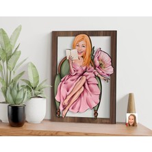 Bk Gift Kişiye Özel Kadın Karikatürlü 3D Ahşap TABLO-103, Arkadaşa Hediye, Karikatürlü Tablo