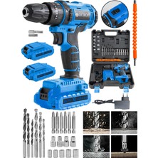 Detroit Usa 36V 5 Ah Çift Akülü Darbeli Matkap 24 Parça Akülü Vidalama Daflong Series