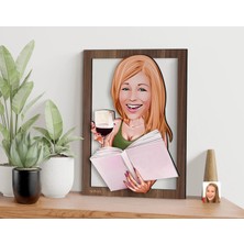 Bk Gift Kişiye Özel Kadın Karikatürlü 3D Ahşap TABLO-100, Arkadaşa Hediye, Karikatürlü Tablo