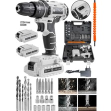Detroit Usa 36V 5 Ah Çift Akülü Darbeli Matkap 24 Parça Akülü Vidalama Daflong Series Beyaz