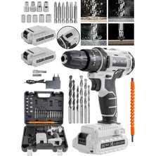 Detroit Usa 36V 5 Ah Çift Akülü Darbeli Matkap 24 Parça Akülü Vidalama Daflong Series Beyaz