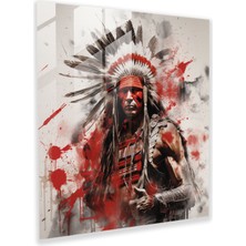 Painted Anarchy Kızılderili Savaşçısı Savaş Cam Baskı - Kızılderili, Fotoğraf, Cam Duvar Sanatı, Elle Çizilmiş Elemanlar, 30X30