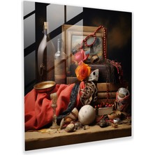 Painted Anarchy Sembolik Natürmort Cam Baskı - Frida Kahlo'dan Esinlendi - Frida Kahlo, Ikonik Öğeler, Sembolik, Cam Baskı, 30X30