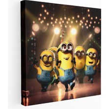 Painted Anarchy Minyonlar Duvar Sanatı - Canlı Minyonlar Dans Partisi - Premium Kanvas Tablo - Minyonlar, Kanvas Tablo, Premium, Minyonlar, 30X30