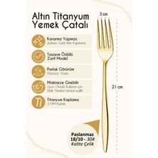 Ülgenev 12 Parça Gold Titanyum Paslanmaz Çelik Yemek Kaşığı ve Yemek Çatalı