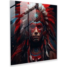 Painted Anarchy Kızılderili Savaşçısı Cam Baskı - Kızılderili, Portre, Cam Sanatı, Kızılderili, 30X30