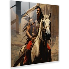 Painted Anarchy Kızılderili Cam Baskı - At Sırtında Kızılderili Savaşçısı - Kızılderili, Cam Sanatı, Duvar Süslemesi, Kültür, 30X30