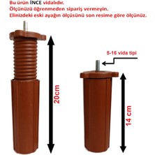 Orta Plastik Mobilya Koltuk Kanepe Ayağı 8 Adet Ceviz 14 - 19 cm 5/16 Vida (Vida Ölçüsüne Dikkat)