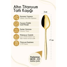 Ülgenev 6 Adet Gold Titanyum Paslanmaz 18/10 Çelik Tatlı Kaşığı