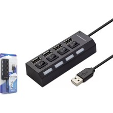 Platoon PL-5714 4 Port USB 2.0 Çoklayıcı Hub Anahtarlı Işıklı On Off Düğmeli