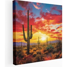 Painted Anarchy Güneybatı Kanvas Tablo: Saguaro Siluet - Güneybatı, Güneybatı, Duvar Dekorasyonu, Ev Dekorasyonu, 30X30