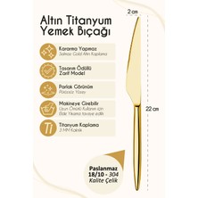 Ülgenev 6 Adet Gold Titanyum Paslanmaz 18/10 Çelik Yemek Bıçağı