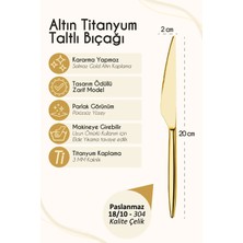 Ülgenev 6 Adet Gold Titanyum Paslanmaz 18/10 Çelik Tatlı- Pasta Bıçağı