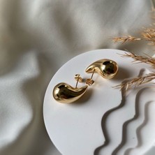 Meleny Bottega Gözyaşı Damlası Çelik Gold Küpe