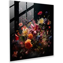 Painted Anarchy Modern Sanat Eserlerinin Canlı Cam Baskısı - Renkli Kır Çiçekleri Cam Duvar Sanatı, 30X30
