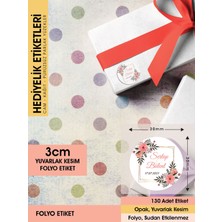 Letbil Reklam Suluboya Çiçek Modeli-4 Düğün Ürünlerinize Özel 3cm - 130 Adet Folyo Sticker