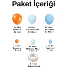 Organizasyon Pazarı Balon Seti Açık Mavi-Turuncu-Makaron Mavi 100 Lü Balon Zinciri Seti