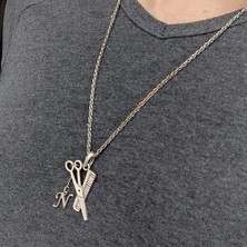 İdol Avm Harfli Kişiye Özel Berber Makas Tarak Erkek Kolye Takı K24 T5