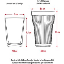 AGMM Akrilik Şeffaf 6'Lı Uzun Bardak & Su Meşrubat Bardağı 400 Ml ( Cam Değildir )