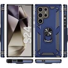 Novatis Galaxy S24 Ultra Uyumlu Yüzüklü 3D Kamera Korumalı Tank Zırh Lüx Kılıf