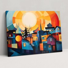 Painted Anarchy Banliyö Gün Batımı Kanvas Tablo - Harlem, Kanvas Tablo, Ev Dekorasyonu, Modern Soyut Resim, 50X30