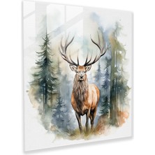 Painted Anarchy Sakin Orman Geyiği Cam Baskı - Elk, Suluboya Illüstrasyon, Sakin Orman Geyiği Cam Baskı, Modern Sanat, 30X30