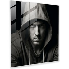 Painted Anarchy Eminem Cam Duvar Sanatı: Yoğun Siyah Beyaz Ifade - Eminem, Siyah Beyaz, Müzik, Modern Sanat, 30X30