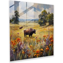 Painted Anarchy Kır Çiçeği Serenity Buffalo Cam Baskı - Bufalo, Cam Sanatı, Kır Çiçeği Serenity Buffalo Cam Baskı, Yumuşak Fırça Darbeleri, 30X30