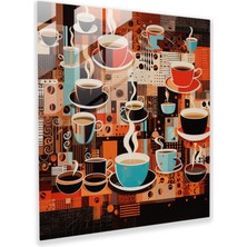 Painted Anarchy Kahve Kolajı Cam Baskı - Kahve, Kahve Severlerin Çeşitliliği, Cam Duvar Sanatı, Duvar Dekorasyonu, 30X30
