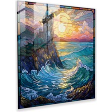 Painted Anarchy Kız Kulesi Vitray Baskı - Kız Kulesi, Cam Sanatı, Kız Kulesi, Duvar Süslemesi, 30X30