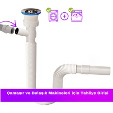 Güçlü Çamaşır Makinesi Girişli Körüklü Lavabo Sifonu
