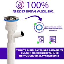Güçlü Çamaşır Makinesi Girişli Körüklü Lavabo Sifonu
