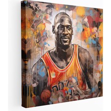 Painted Anarchy Michael Jordan Kanvas Tablo - Micheal Jordan, Kanvas Tablo, Dokulu Kompozisyon, Karışık Teknik Sanat Çalışması, 30X30
