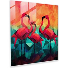 Painted Anarchy Geometrik Siluet Flamingo Cam Baskı - Flamingo, Siluetler, Cam Baskı, Cam Sanatı, 30X30