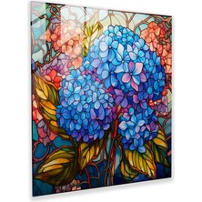 Painted Anarchy Ortanca Vitray Cam Baskı - Ortanca, Vitray Temsil, Cam Duvar Sanatı, Modern Sanat, 30X30