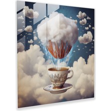 Painted Anarchy Coffee Dreams - Gerçeküstü Karışık Teknik Cam Baskı - Kahve, Kahve Fincanı, Cam Sanatı, Buhar, 30X30