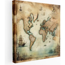 Painted Anarchy Hermes Kanvas Tablo - Vintage Harita Duvar Tablosu - Hermes, Keşif, Harita, Duvar Tablosu, 30X30