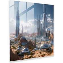 Painted Anarchy Desert Metropolis Cam Baskı - Çöl, Fütüristik, Çöl, Ev Dekorasyonu, 30X30